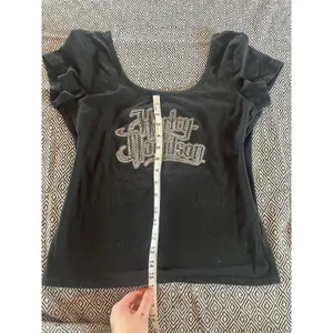Harley Davidson Ladies studded sexy off the shoulder lace Up back short sleeve L thumbnail 3
