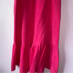 143 Lovestory Size M Pink Maxi Dress Gauzy Cotton Oversized Ruffle thumbnail 3