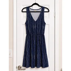 Lucky Brand Blue Geometric Print Sleeveless V-Neck Mini Dress Boho Size Small thumbnail 2
