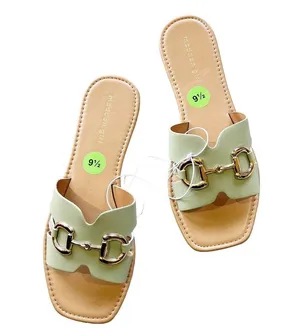 New Madden Girl Mint Green Slip On Slide Buckle Gold Sz-9.5 thumbnail 2