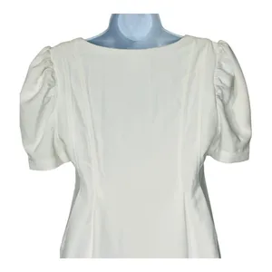 Line & Dot Mini Dress Womens Small White‎ Puff Sleeve Babydoll Tie Front Revolve thumbnail 5
