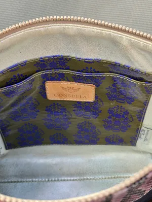 Consuela Downtown Flynn Coated Canvas Snakeskin Black Purple Crossbody Purse thumbnail 7