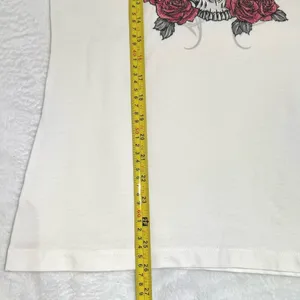NHRA Racing Womens Graphic Tee L Skull Roses Crown‎ Gray White V Neck DistRICT thumbnail 8