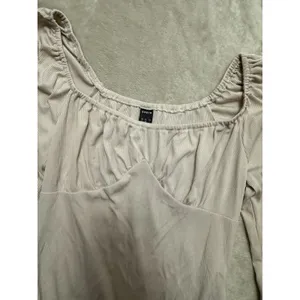 SHEIN Women's Beige Ribbed Long Sleeve Stretch Solid Bodysuit Size M thumbnail 3