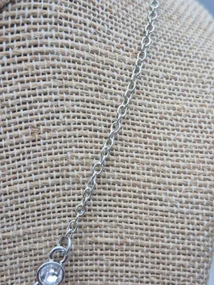 Crystal Y Drop Necklace Silver Tone Chain Formal Jewelry 19" thumbnail 7
