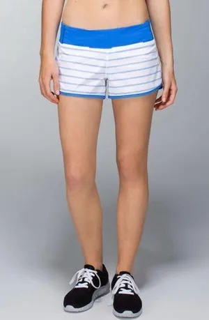 lululemon blue white striped speed shorts thumbnail 1