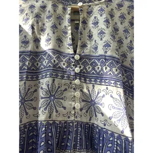 HUNTER BELL Blue White Floral Print Peplum Blouse Size Large thumbnail 3