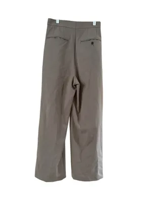 Pleated Wide-Leg High Waist Pants in Taupe thumbnail 10