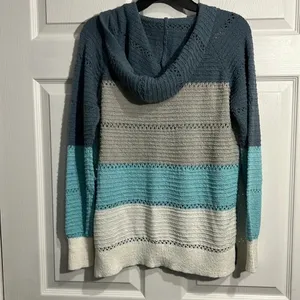 Striped Knitted Sweater Hoodie Women's thumbnail 4