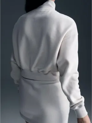 Nike Sportswear Phoenix Fleece 1/4-Zip Cropped Sweatshirt NWT Light Orewood XXL thumbnail 2