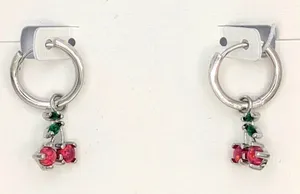 Kendra Scott CHERRY SILVER HUGGIE EARRINGS IN BERRY KYOCERA OPAL thumbnail 1