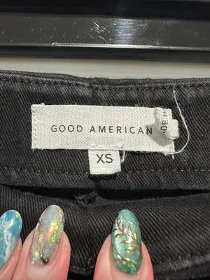 Good American Sculpt Pull-On Skinny Jeans Black XS Zip Split Hem thumbnail 4