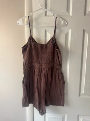 Aerie Romper plum purple button thumbnail 2