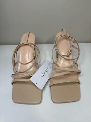 Azazie Cross Strappy Ankle Strap Heels thumbnail 2