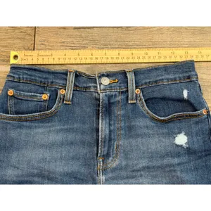 Levis High Rise Jean Shorts Size‎ 28 Distressed Cut Off Denim Micro Mini Bootie thumbnail 6