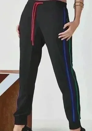 NWT Fabletics Valerie Slouch Jogger Drawstring Waist Contrasting Colors L Black thumbnail 1