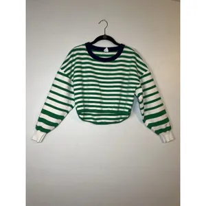 Daily Practice Striped Cropped Knit Sweater Crew Neck Long Sleeve Ribbed XS thumbnail 2