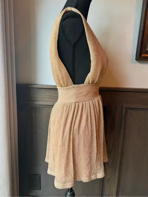 SuperDown Plunging V-Neck Sparkle Mini Dress in Rose Metallic xs nwt thumbnail 10