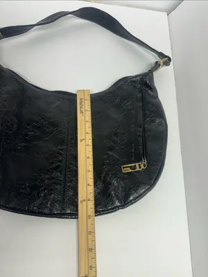 Pinky Black Leather Hobo Bag with Gold Hardware thumbnail 5