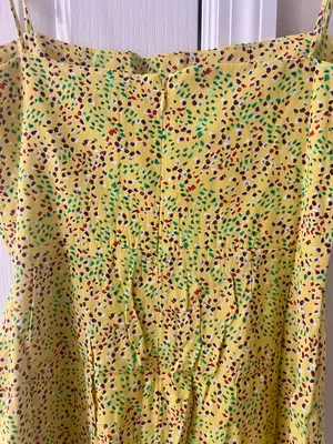 Olivaceous Yellow Multicolor Speckled Tie-Detail Dress Size Medium thumbnail 5