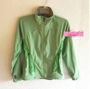 The North Face TKA 100 Full Zip Fleece Jacket Lime Green Fuzzy Teddy Warm Coat thumbnail 1