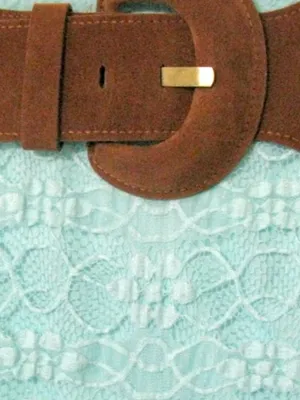 Lace Maxi Skirt With Floral Detailings & Brown & Cream Suede Knit Belt thumbnail 4