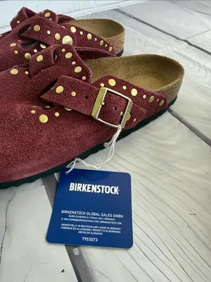 Birkenstock Boston Rivet Border Suede Clog in Zinfandel - US L7 M5 / EUR 38 thumbnail 3