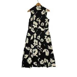 Maggy‎ London Womens Floral Mock Neck Sleeveless Midi Dress Black White Size 10 thumbnail 10