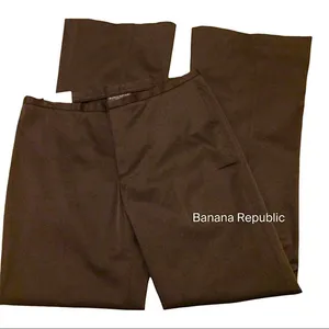 Banana Republic NWT Brown Stretch “Cotton Sateen” Flat Waist Pants Size 6L thumbnail 2