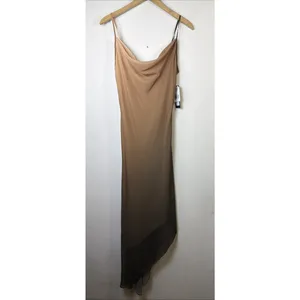 Bebe ombre Gold Boho Midi Sleeveless wedding guest Flowy Resort Dress small NWT thumbnail 5