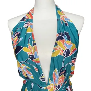 ModCloth Swimsuit Women’s Medium Teal Floral One Piece Bethany Halter Retro thumbnail 8