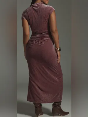 Anthropologie NWT Maya Ruched Cowl Neck Dress: Velvet Edition thumbnail 4