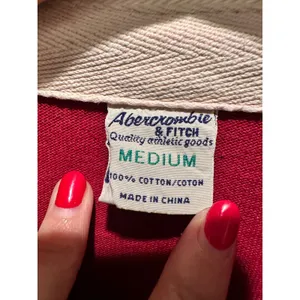 Y2K Abercrombie & Fitch Red Rugby Polo Shirt Moose Logo Medium Vintage thumbnail 3