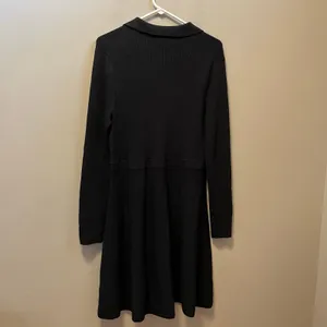 Boden Womens Ribbed Knit‎ Mini Dress Sz 14 R Black Wool Cotton Fit & Flare New thumbnail 5