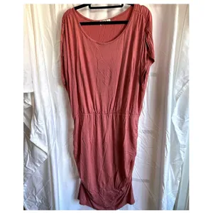 Womens Pink‎ Ruched T Shirt Size XL Dress Boho Cottagecore Chic Bodycon Dress thumbnail 2