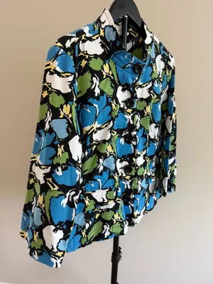 Vintage Charter Club‎ Women's Abstract Floral Print Chino Jacket, Large thumbnail 4