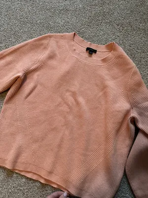 J. Crew Women's Peach Ribbed Stretch Crewneck Sweater thumbnail 7