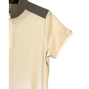 Ralph Lauren Top Womens Size L Cream Gray Short Sleeve Zip Golf Tennis NWT thumbnail 5