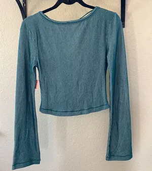 Free People Movement green striped soft top thumbnail 2