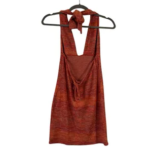 ASOS Design Rust Space Dye Knit Halter Mini Dress Plunge Neck 4 thumbnail 3
