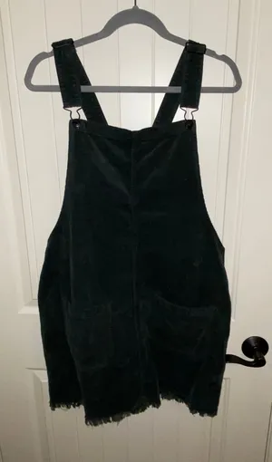 American Eagle Green corduroy overall dress thumbnail 1