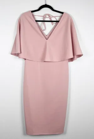 ASOS Women's Midi Dress Cape Overlay Pink Sz 6 NWT thumbnail 1