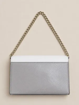 Kate Spade Carson Shoulder Bag Colorblock White Grey Saffiano Leather Minimalist thumbnail 2