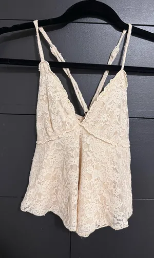 ALTAR’D STATE Full Lace Cream Babydoll Tank Top Women’s Sz XXS EUC thumbnail 1