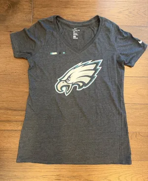 Nike Dark Charcoal Gray Philadelphia Eagles V-Neck T-Shirt Size Medium - C54-033 thumbnail 1