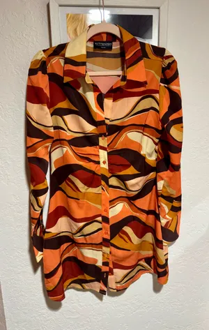 Kittenish Multicolored Button Down Shirt Dress thumbnail 1