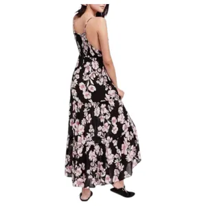 Intimately Free People Garden Party Black Floral Maxi Dress Size Large thumbnail 6