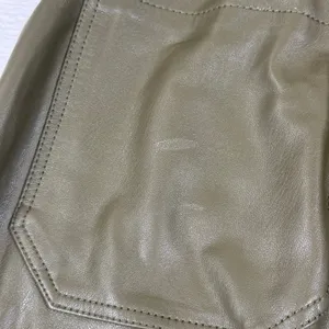 Maeve Anthropologie The Colette Faux Leather Wide Leg Pants‎ Olive Green Size 26 thumbnail 7