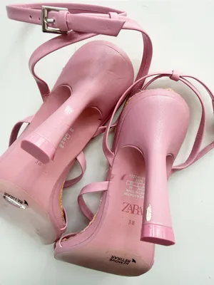 Zara Pink Jute Square Toe Heels size 38 (7.5) thumbnail 4