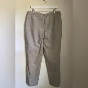 LL Bean Classic Fit Herringbone Pants Tan Womens 14 Flat Front Trousers Straight thumbnail 7